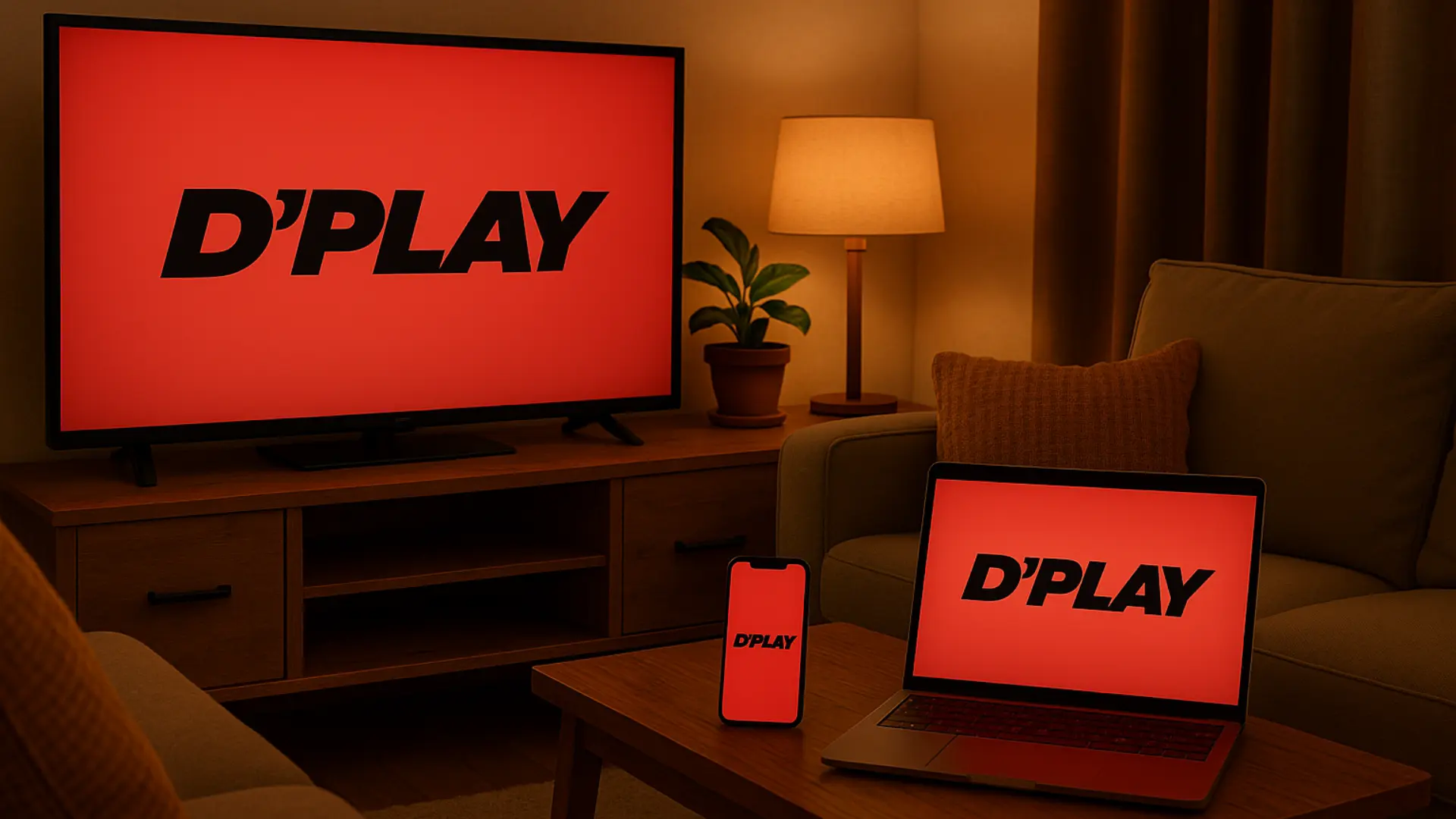 D'Play em TV, laptop e smartphone
